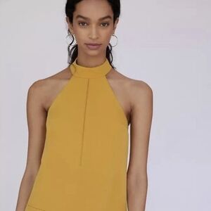 NWT Anthropologie Halter Shift Mini Dress in Mustard Yellow.